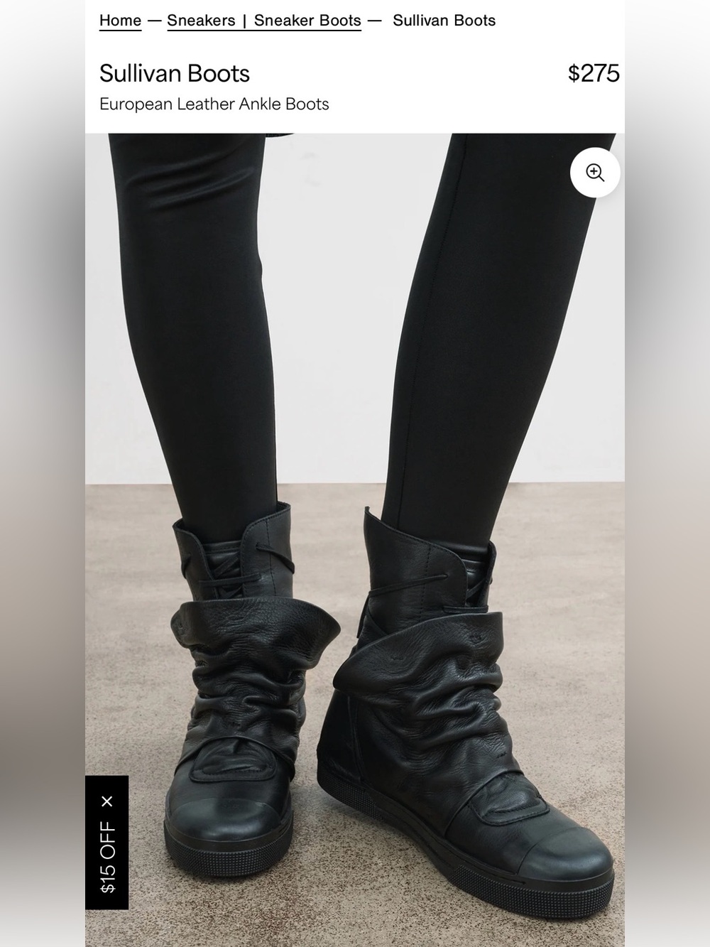 Marcella - Black Slouch Leather Ankle Booties Sz 7